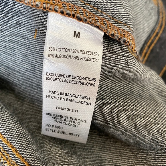 Bebe Rhinestone Denim Jacket Junior Size M Grey Wash Y2K Bling Sparkle Crop NWT - Picture 13 of 14